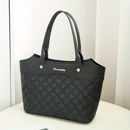 Minimalist Shoulder Bag Argyle Pattern Quilted Handbag Classic for Women