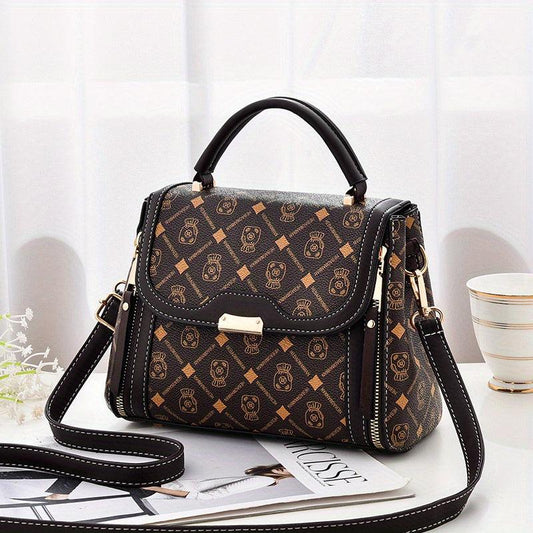 Contrast Crossbody Bag Top Handle Square Purse