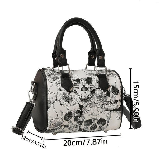 Gothic Skull Print Boston Bag Crossbody Handbag