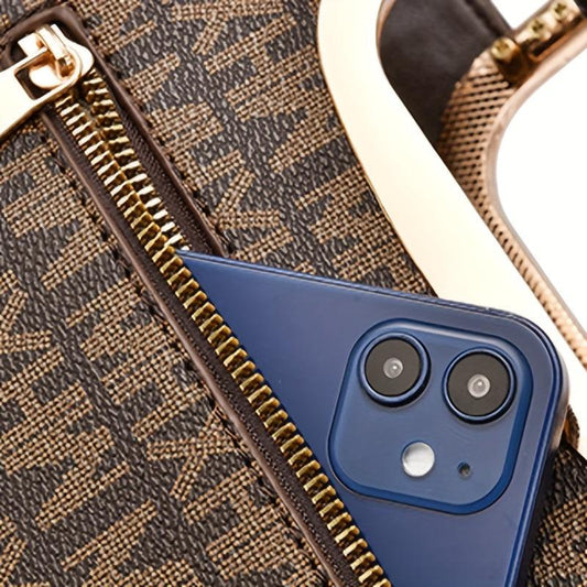 Classic Letter Pattern Handbag All Match Shoulder Bag Retro Satchel Work