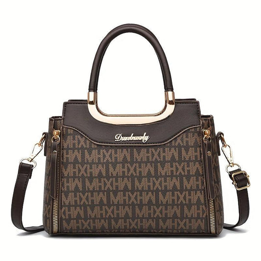 Classic Letter Pattern Handbag All Match Shoulder Bag Retro Satchel Work