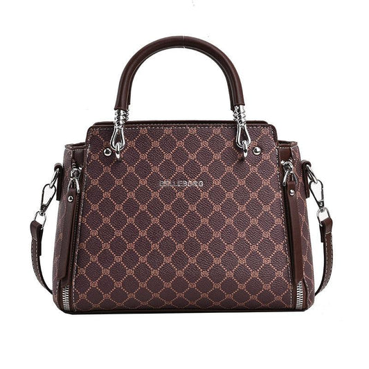 Vintage Geometric Crossbody Bag Retro PU Shoulder Tote Classic Handbag