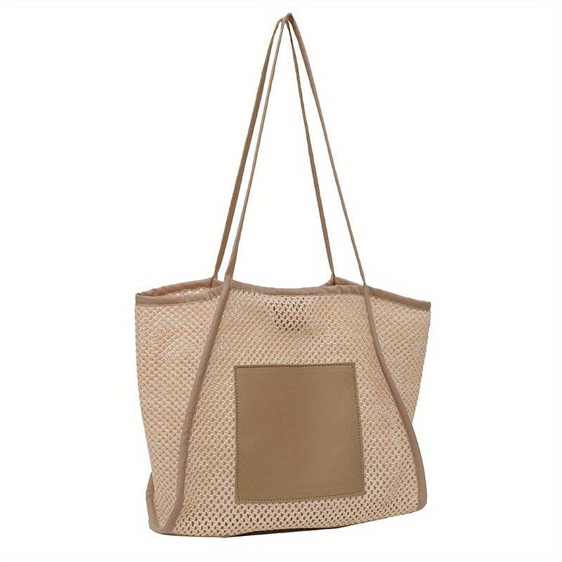 Boho Woven Straw Tote Bag Large Shoulder Handbag