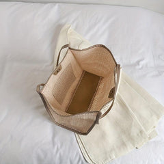 Boho Woven Straw Tote Bag Large Shoulder Handbag