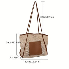 Boho Woven Straw Tote Bag Large Shoulder Handbag