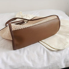 Boho Woven Straw Tote Bag Large Shoulder Handbag