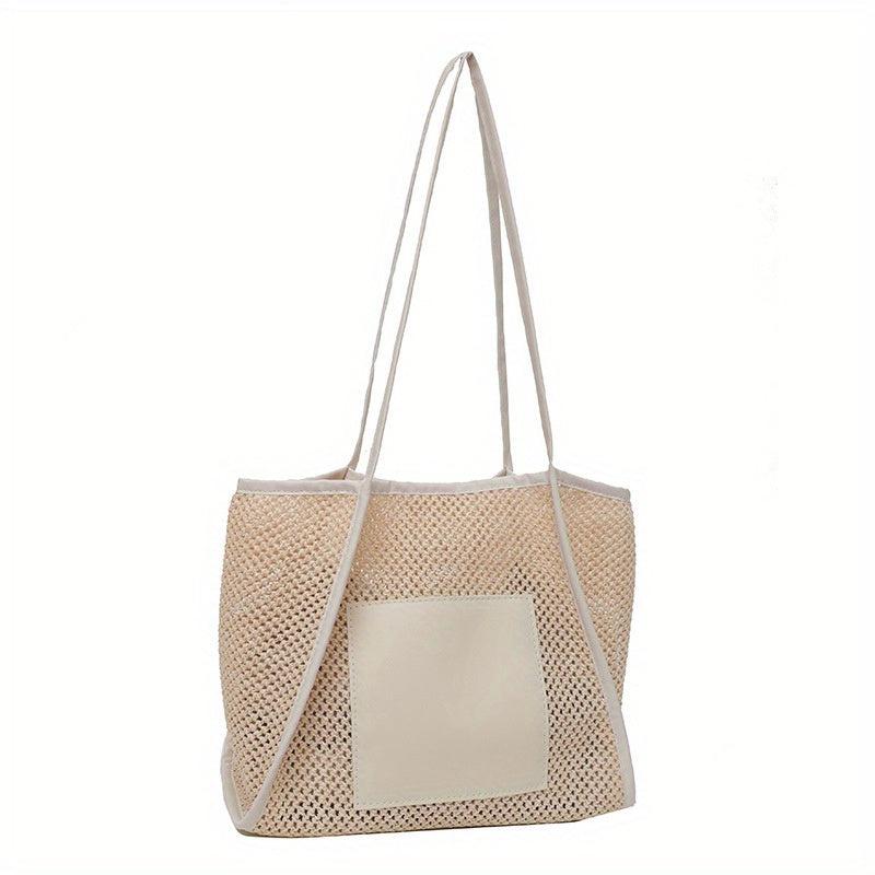 Boho Woven Straw Tote Bag Large Shoulder Handbag