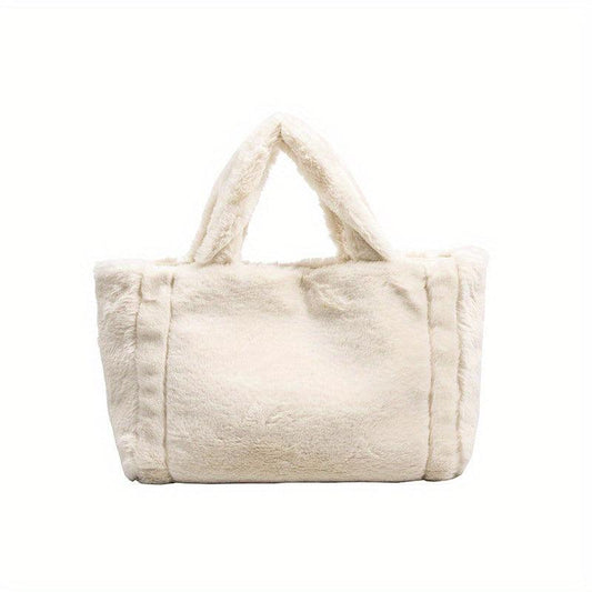 Plush Tote Bag Large Capacity Handbag Top Handle Satchel Purse