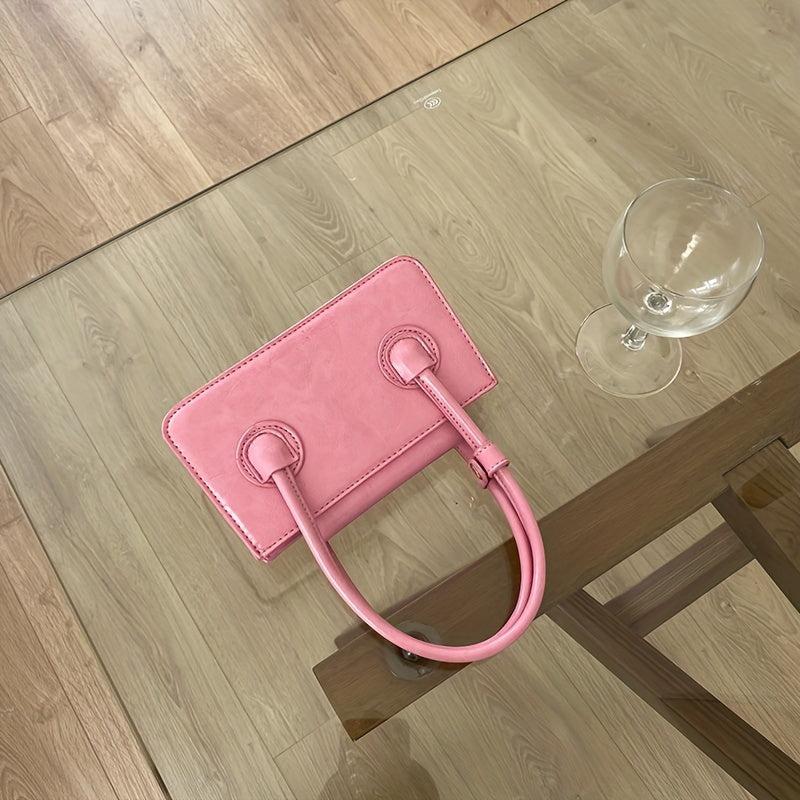 Pink Mini Square Handbag Top Handle Small Purse