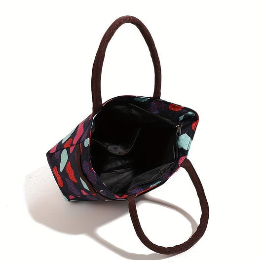 Heart Print Tote Bag Colorful Satchel Lunch Bag Portable Mommy Bag