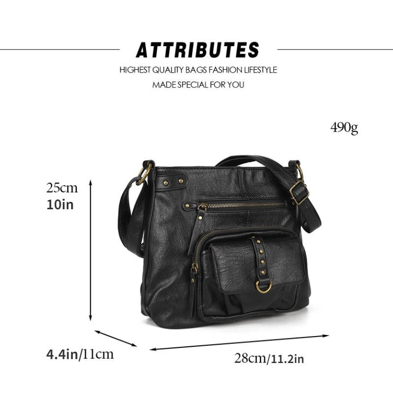 Vintage Crossbody Hobo Bag Retro PU Shoulder Satchel Women's Grunge Handbag