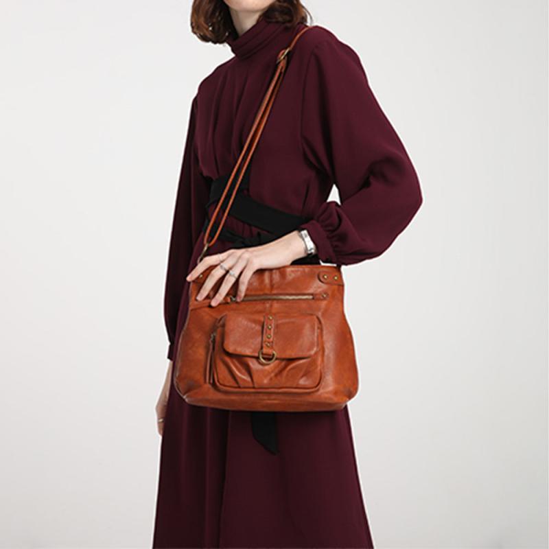 Vintage Crossbody Hobo Bag Retro PU Shoulder Satchel Women's Grunge Handbag