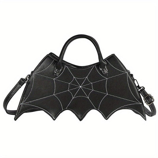 Y2K Bat Spider Web Handbag Vintage Faux Leather Crossbody Bag