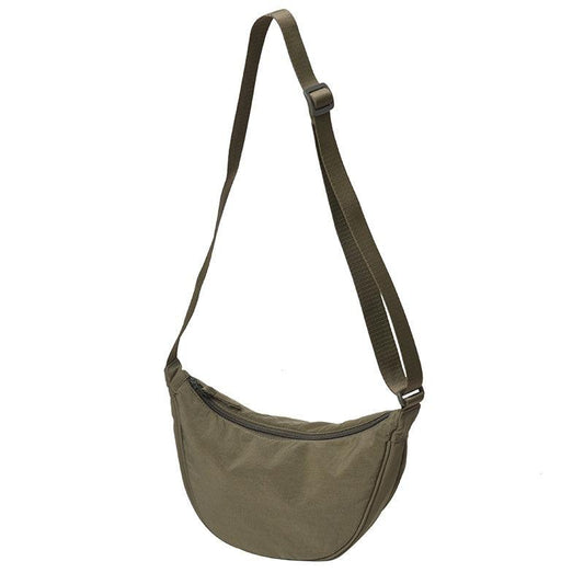 Round Shoulder Bag Solid Crossbody Bag Casual Nylon Travel Purse