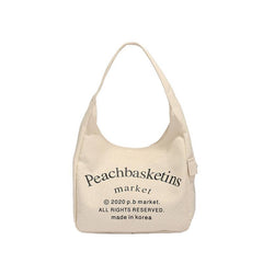 Pink Canvas Hobo Bag Large Capacity Shoulder Handbag