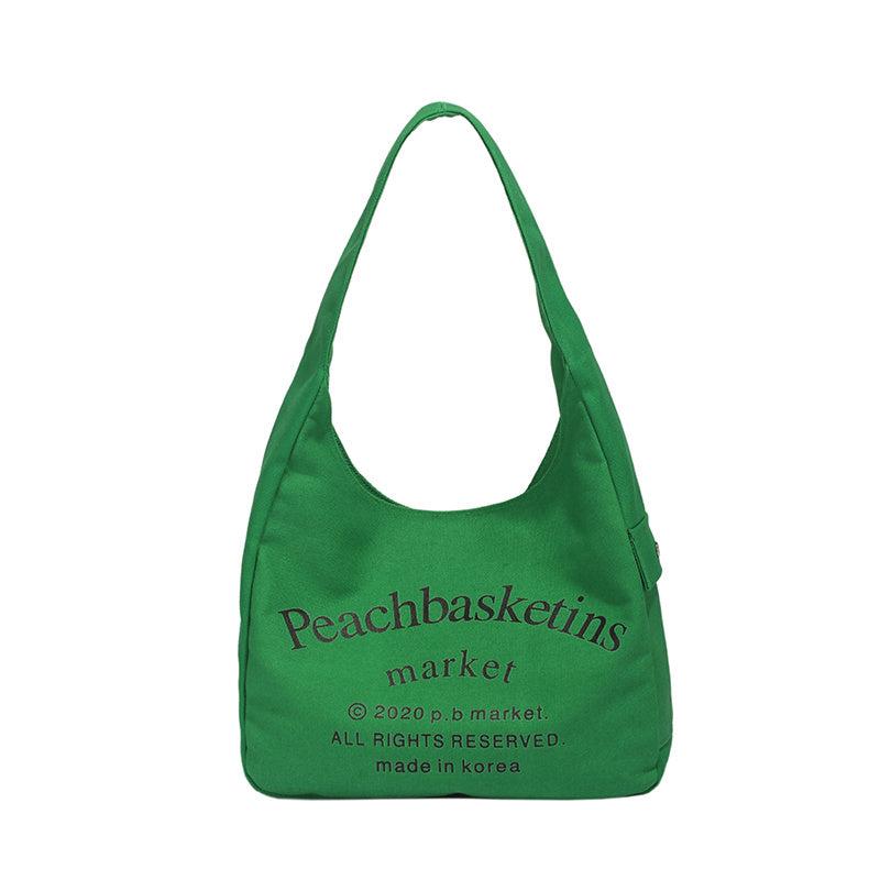 Pink Canvas Hobo Bag Large Capacity Shoulder Handbag