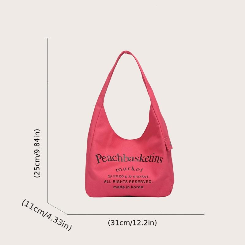 Pink Canvas Hobo Bag Large Capacity Shoulder Handbag