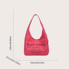 Pink Canvas Hobo Bag Large Capacity Shoulder Handbag