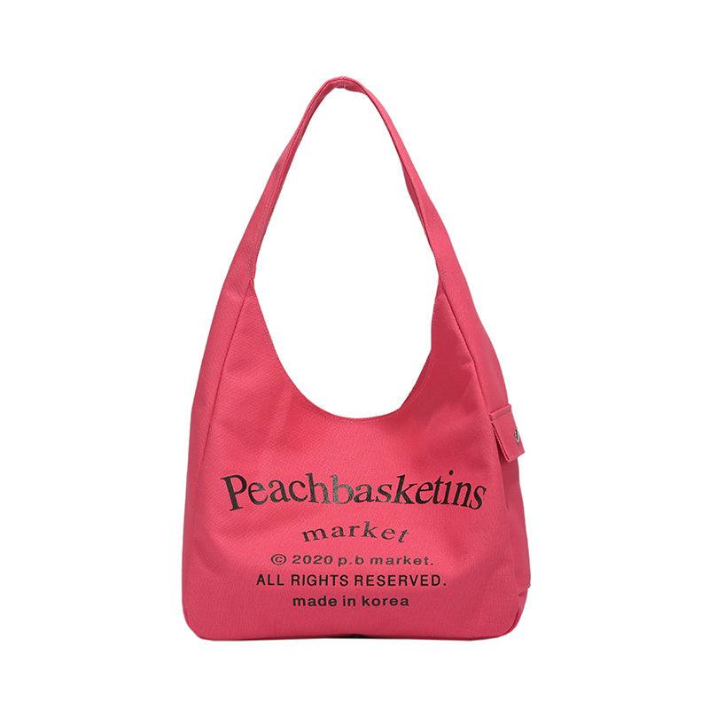Pink Canvas Hobo Bag Large Capacity Shoulder Handbag