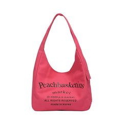 Pink Canvas Hobo Bag Large Capacity Shoulder Handbag