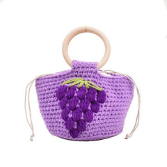 Stylish Pattern Straw Satchel Bag Women's Woven Handbag