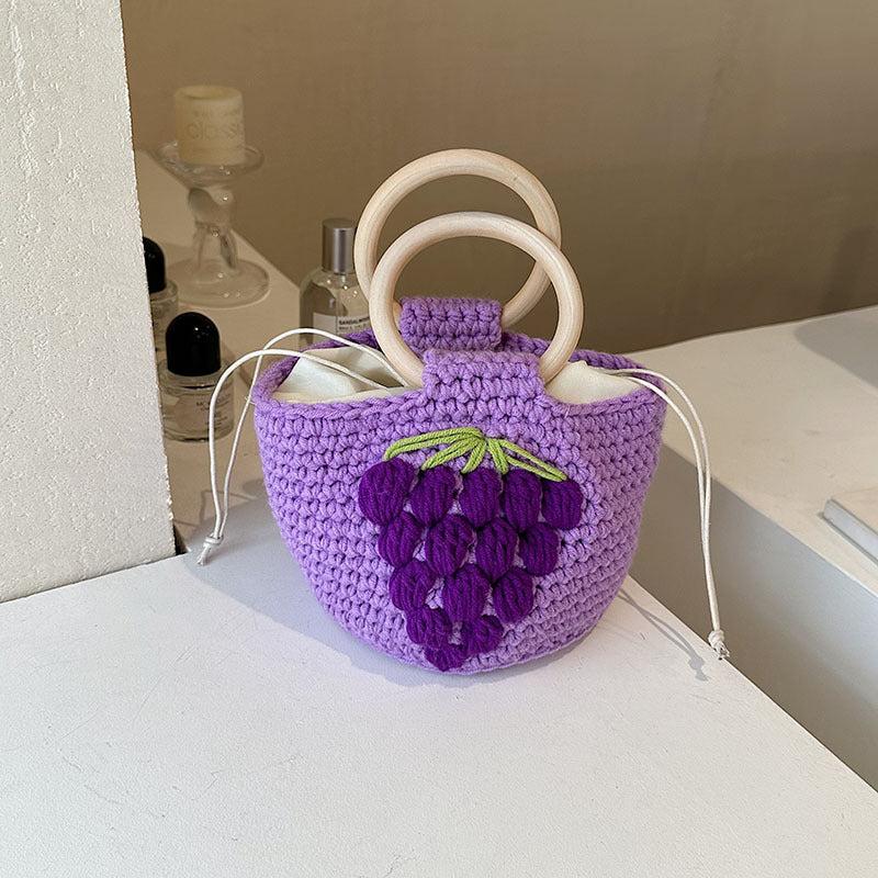 Stylish Pattern Straw Satchel Bag Women's Woven Handbag