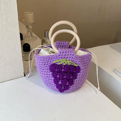 Stylish Pattern Straw Satchel Bag Women's Woven Handbag