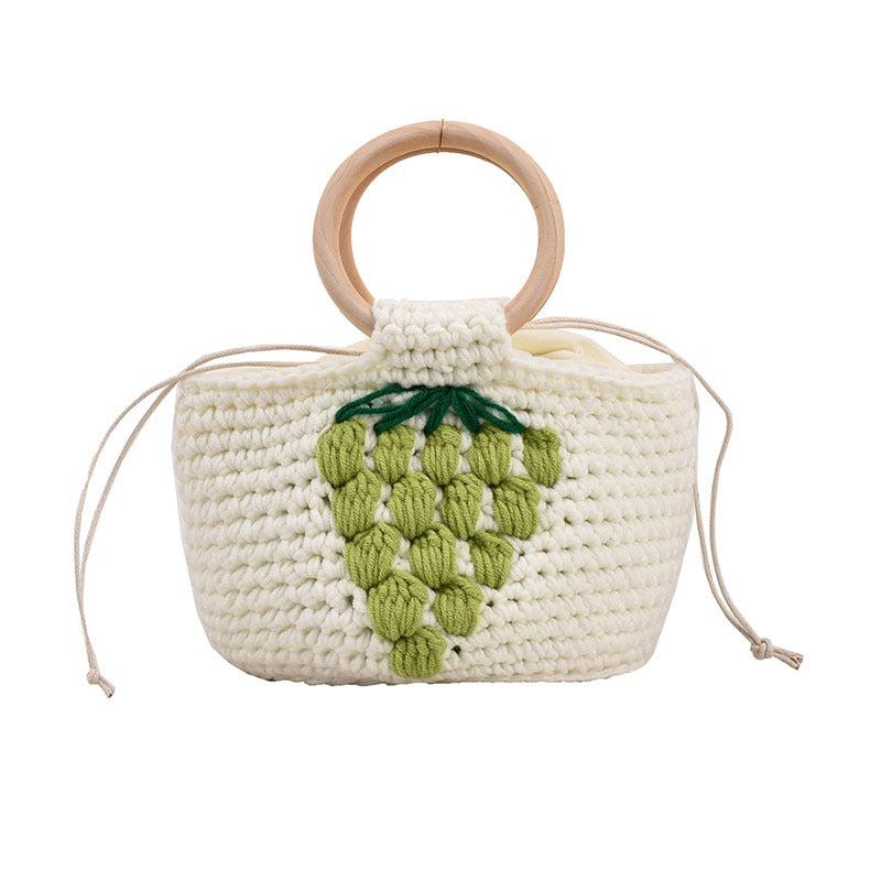 Stylish Pattern Straw Satchel Bag Women's Woven Handbag