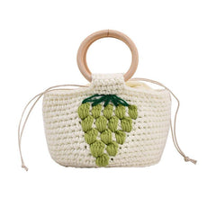 Stylish Pattern Straw Satchel Bag Women's Woven Handbag