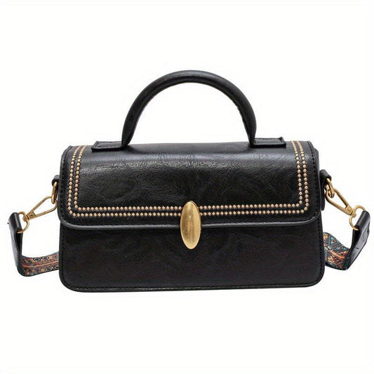 Retro Style Crossbody Bag Women PU Leather Handbag Ethnic Strap