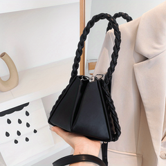 Foldable Bucket Handbag For Women Braided Handle Satchel Purse Crossbody Bag
