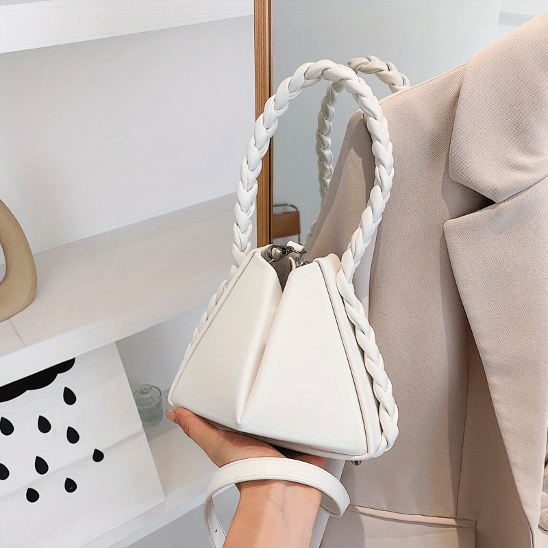 Foldable Bucket Handbag For Women Braided Handle Satchel Purse Crossbody Bag