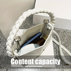 Foldable Bucket Handbag For Women Braided Handle Satchel Purse Crossbody Bag