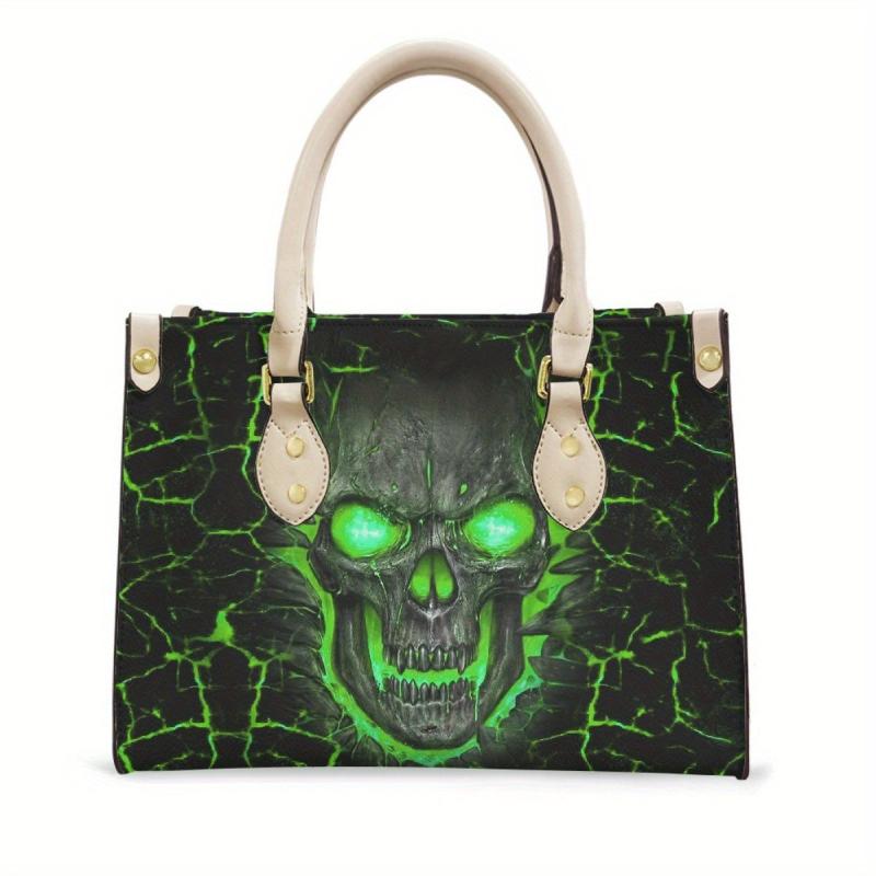 Ghost Skull Print Tote Bag Halloween Pattern Handbag Gothic Punk Style