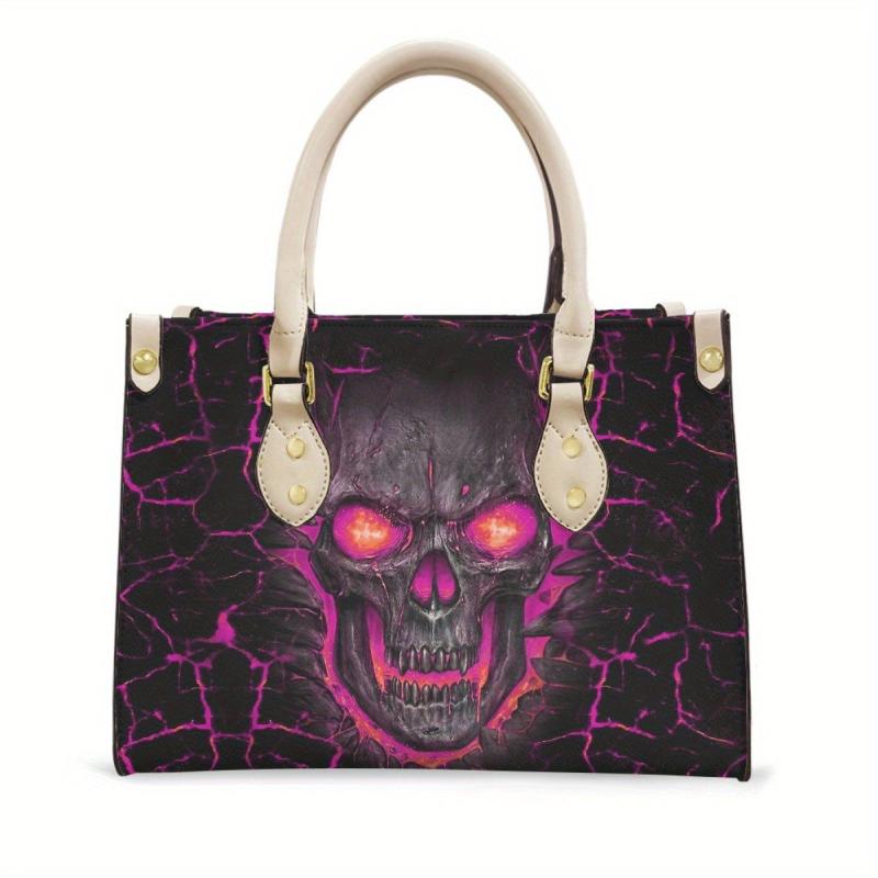 Ghost Skull Print Tote Bag Halloween Pattern Handbag Gothic Punk Style