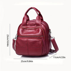 Women's Solid Backpack Zipper Storage Bag For Travel Satchel Bag