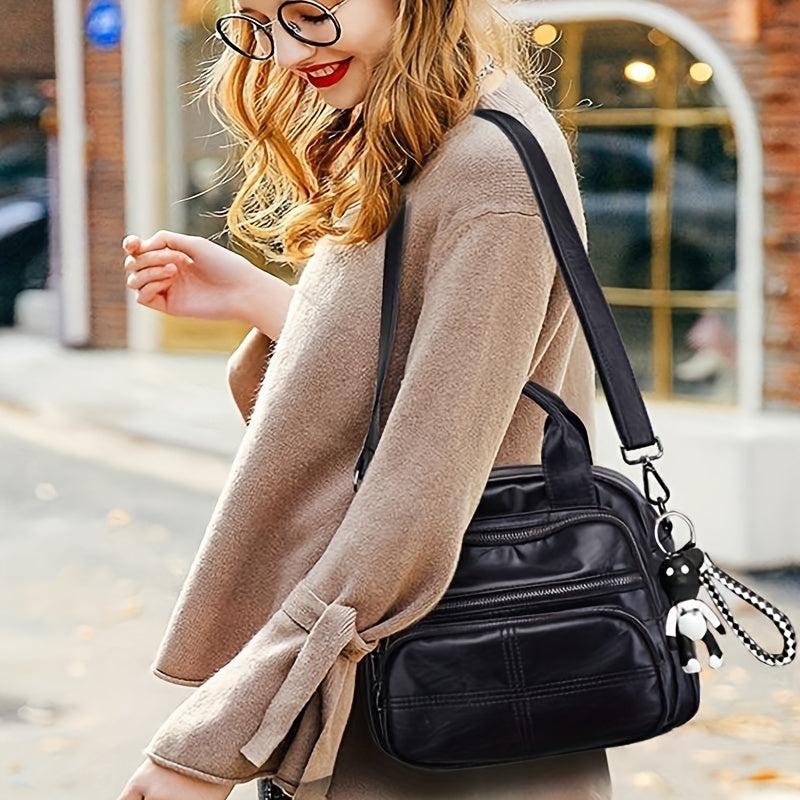 Women's Solid Backpack Zipper Storage Bag For Travel Satchel Bag