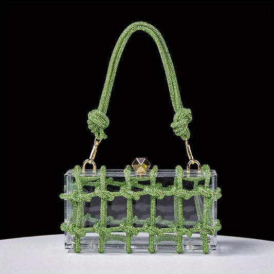 Clear Rhinestone Evening Bag Acrylic Clutch Wedding Party Handbag
