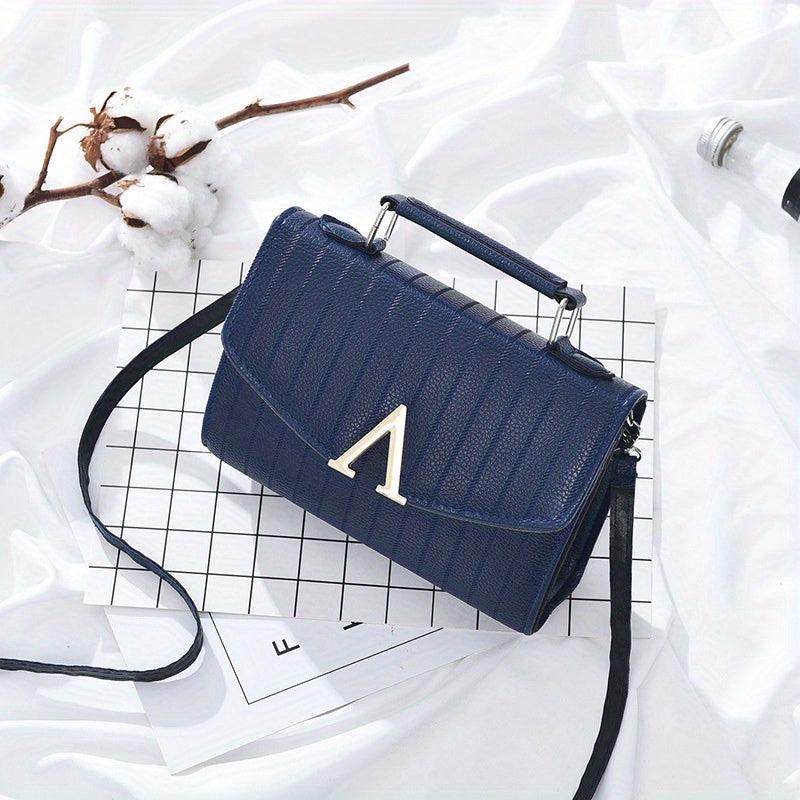 Stripes Pattern Crossbody Bag Top Handle Flap Purse