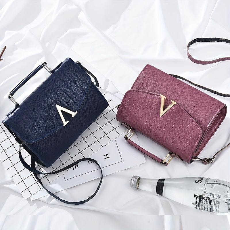 Stripes Pattern Crossbody Bag Top Handle Flap Purse