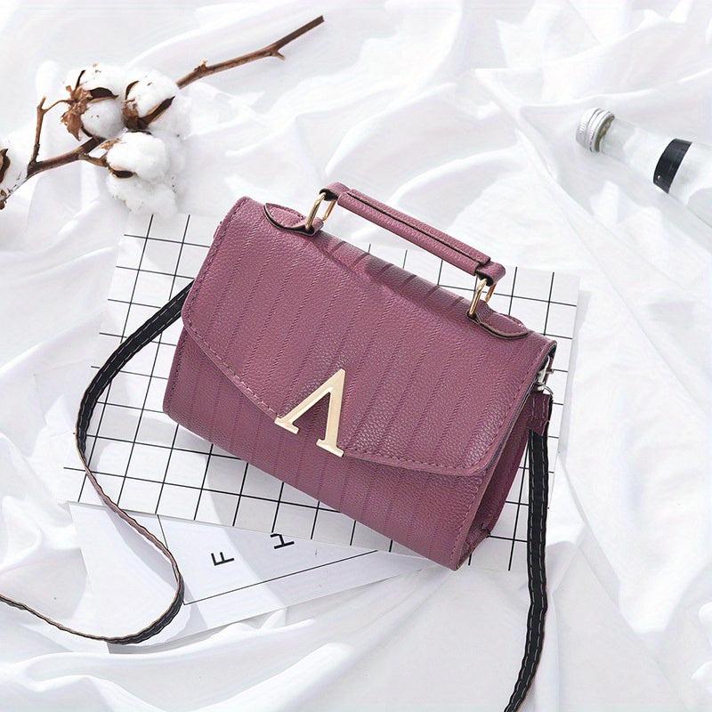 Stripes Pattern Crossbody Bag Top Handle Flap Purse