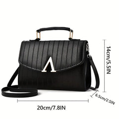 Stripes Pattern Crossbody Bag Top Handle Flap Purse