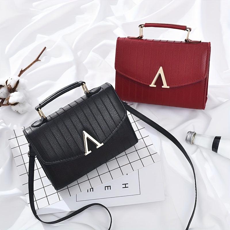 Stripes Pattern Crossbody Bag Top Handle Flap Purse