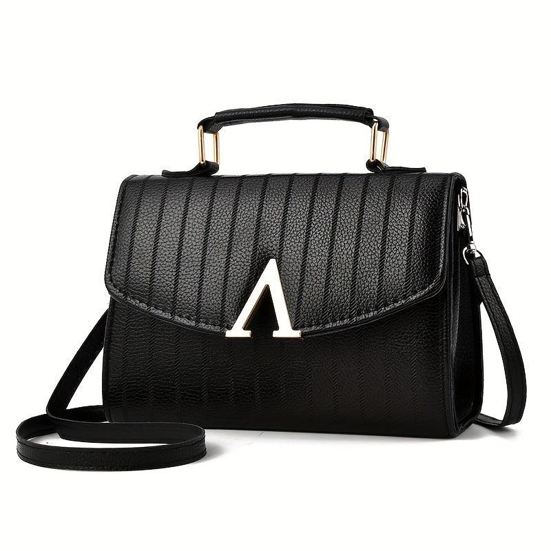 Stripes Pattern Crossbody Bag Top Handle Flap Purse