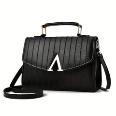 Stripes Pattern Crossbody Bag Top Handle Flap Purse