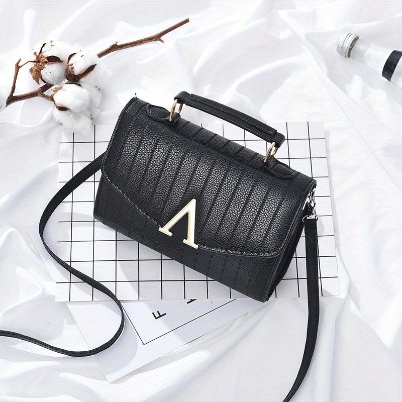 Stripes Pattern Crossbody Bag Top Handle Flap Purse