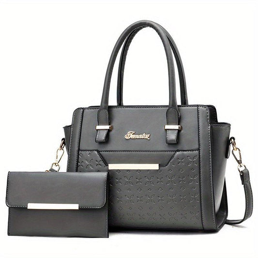 Minimalist Solid Bag Sets All Match Tote Bag With Clutch Pouch