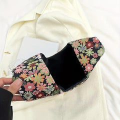 Flower Graphic Canvas Tote Handbag Floral Purse For Women