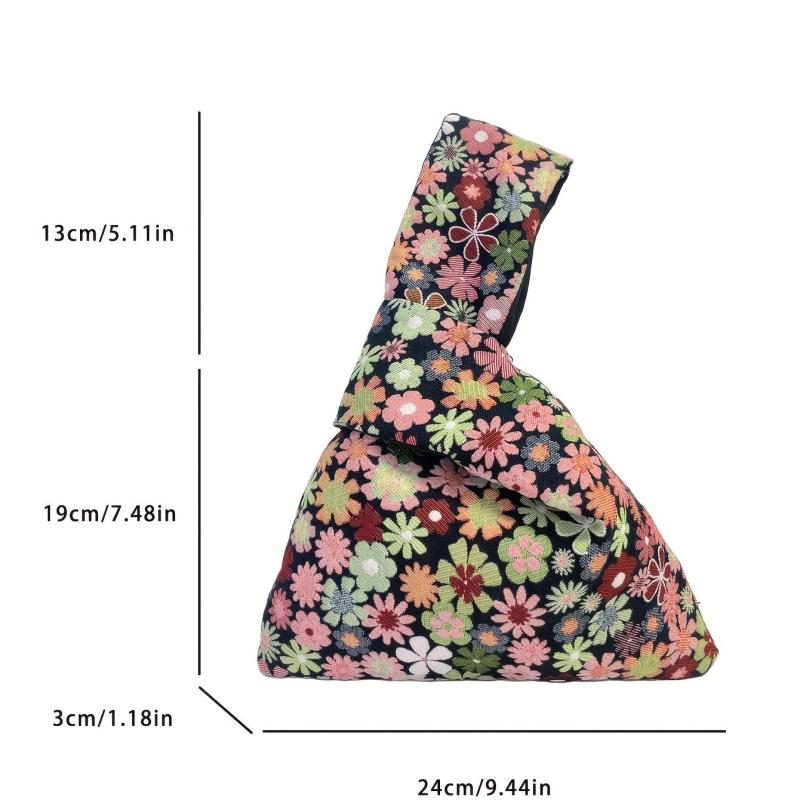 Flower Graphic Canvas Tote Handbag Floral Purse For Women