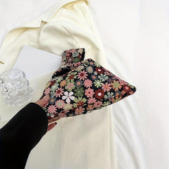 Flower Graphic Canvas Tote Handbag Floral Purse For Women